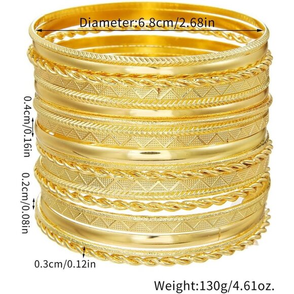 16Pcs Gold Bangle Bracelets for Women Multi Layer Stackable Textured Bracelets - Picture 5 of 5